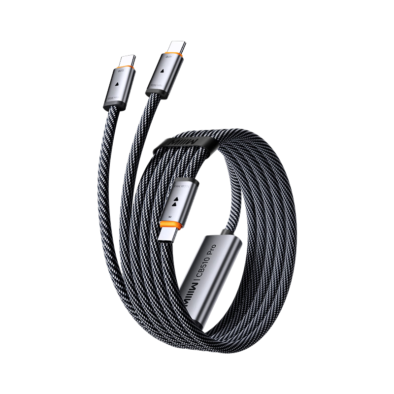 MIIIW Miwu 100W Charging Cable Type-C to Two Fast Charging Cables CTO2C Compatible with Apple 18/17/iPad/Huawei/Xiaomi/Xiaofanshan/Laptops