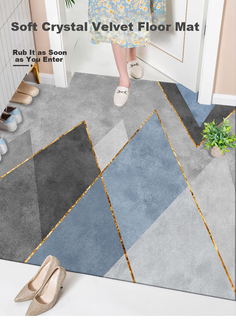 Qimian Entrance Mat, Doorway Foot Mat, Luxurious High-End Feel, Non-Slip, Dirt-Resistant, Foyer Rug, Fenghua 80*120cm 2