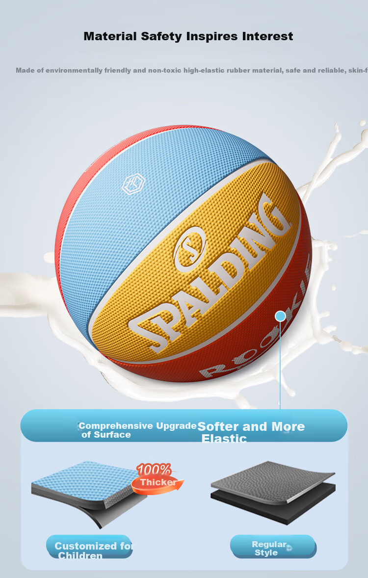 JD Original | Spalding Co-Branded Kids Size 5 Basketball, Children's Elementary School Rubber Basketball, Size 5 Ball 2
