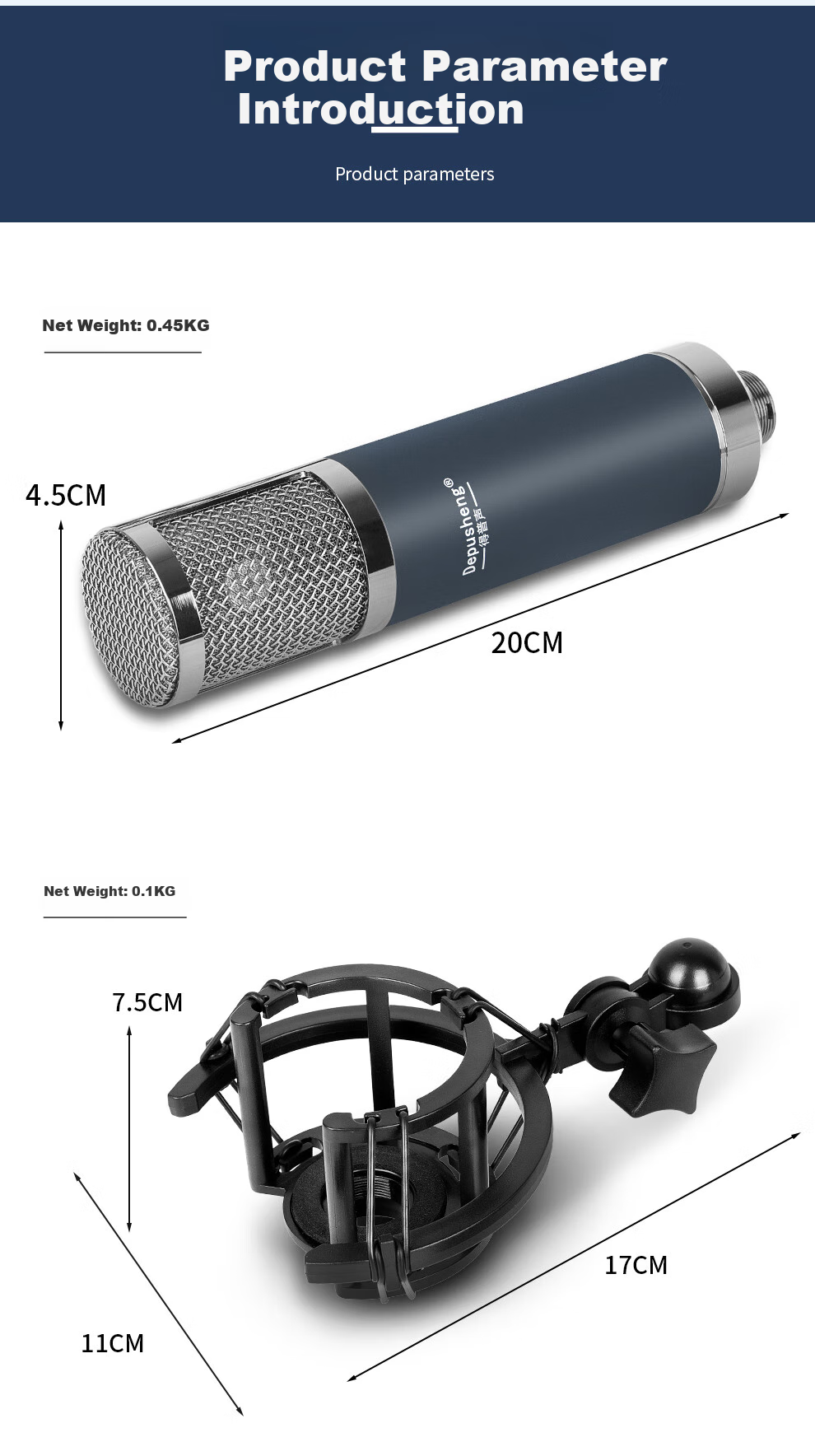 Depusheng Condenser Microphone, 48V Sound Card Mic for Recording, Singing, Live Streaming, Karaoke Teaching, Voice Acting, Audiobooks, Shouting, Gaming, Diaphragm, High-Fidelity Studio Recording, V11 10