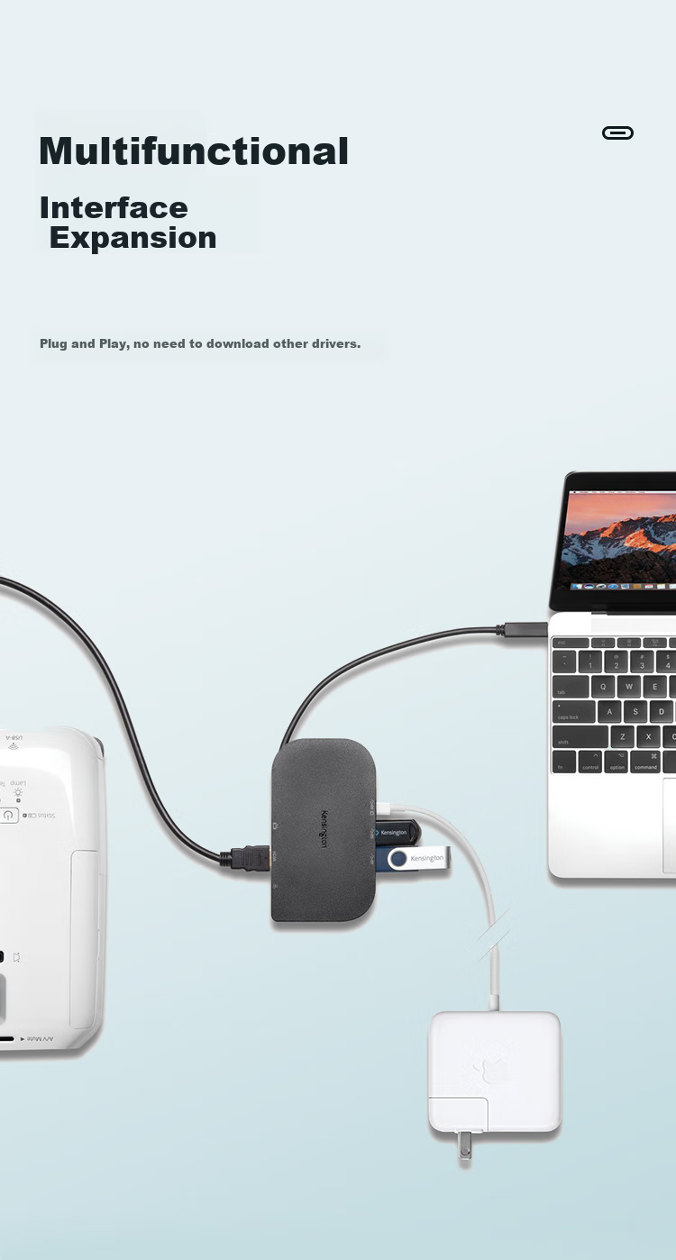 Kensington SD1610, Six-In Portable Docking Station, Type-C Expansion Dock, Compatible with Apple And Other Laptops, Expansion Dock, K38365 2