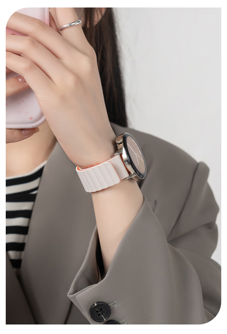 Mashi Compatible with Xiaomi Watch S4 Sport Watch Strap, Silicone Magnetic Band for Xiaomi Watch S3/S2/S1 Pro, Black with Orange, 22mm 2