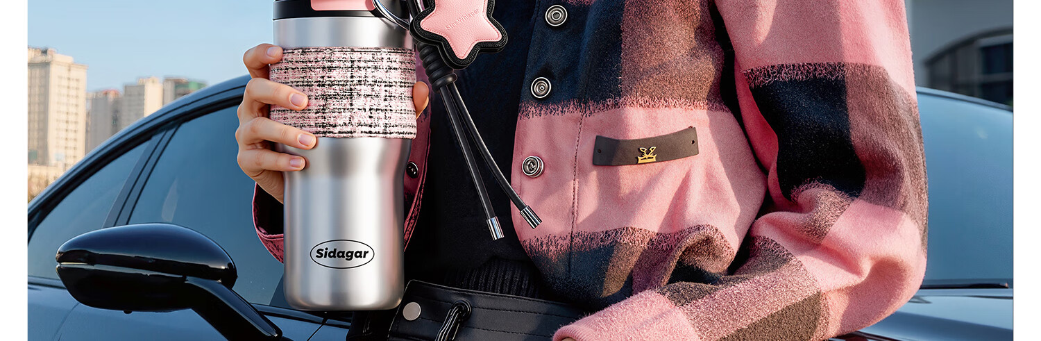 Shidajia Ins Style High-Value Stainless Steel Insulated Water Bottle for Women Portable Large Capacity Straw Cup Student Coffee Mug 12