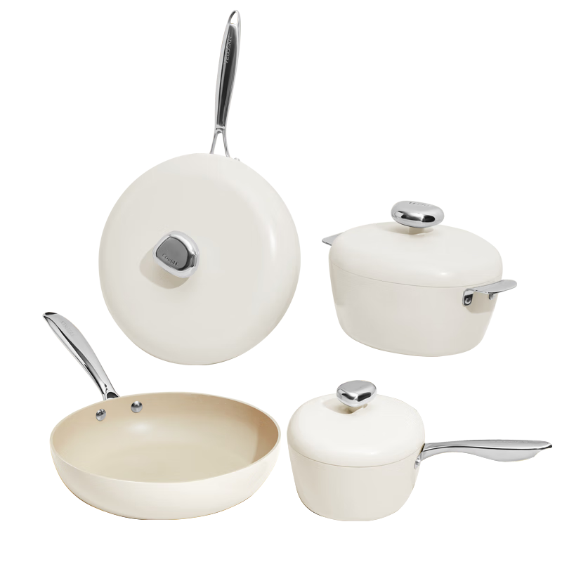 Velosan Wenglunsan Pebble Non-Stick Wok, Cooking Pan, Maifanshi Iron Pot Set, Stir-Fry, Pan-Frying, Soup And Milk Cooking Set, Four-Piece Set