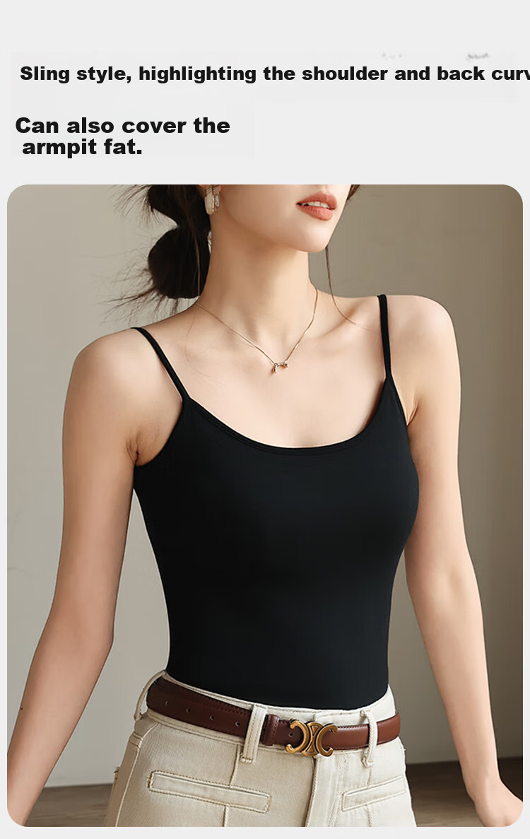 MiiOW Women's Camisole Bra with Built-In Pads, Beautiful Back Inner Wear Undershirt T-Shirt Spring/Summer 2026 White L 5