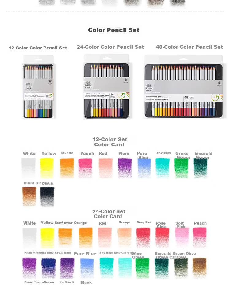 WINSOR&NEWTON [Freud Brand] Colored Pencils for Doodling, Coloring, Sketching, Professional Hand-Drawn Art, Colored Drawing, Sketching, Oil-Based Colored Pencils, 24-Piece Set 6