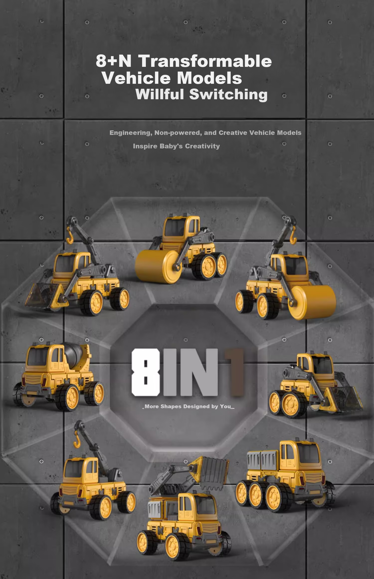Mixiaoshu Magnetic Building Blocks Construction Vehicle, Transformable Excavator Toy for Boys And Girls, 3-6 Years Old Birthday Gift 10