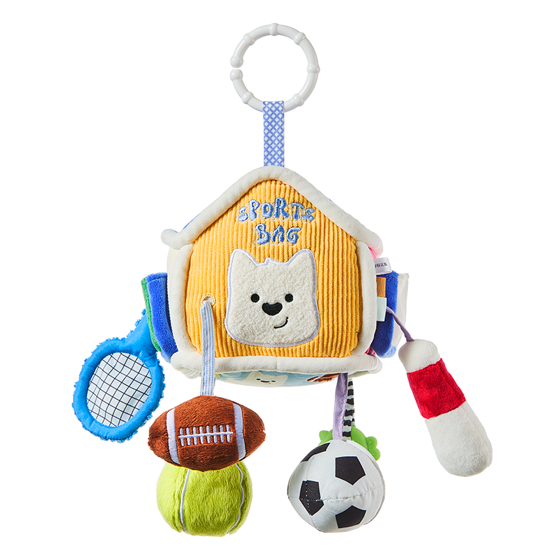 Babycare Soothing Plush Toy Newborn Baby Sleep Aid Teether Soft Fabric Rattle - Sports Bag