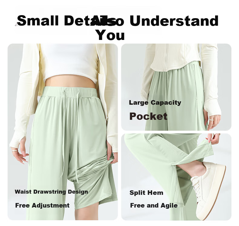 MJ STYLE Sun Protection Ice Silk Split Pants for Women, New Summer 2026 Women's Clothing, Trendy Fashion Casual Versatile Simple Trousers 9
