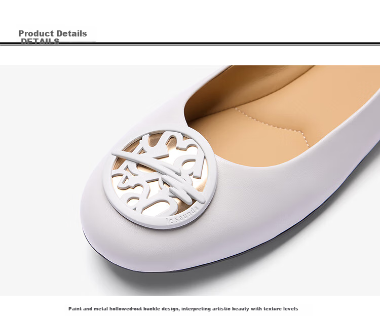 Le Saunda Spring/summer 2026 Lambskin Fashionable Comfortable Commuter Flat Shoes for Women 6M00808, Mica Black BKK, Size 36 14