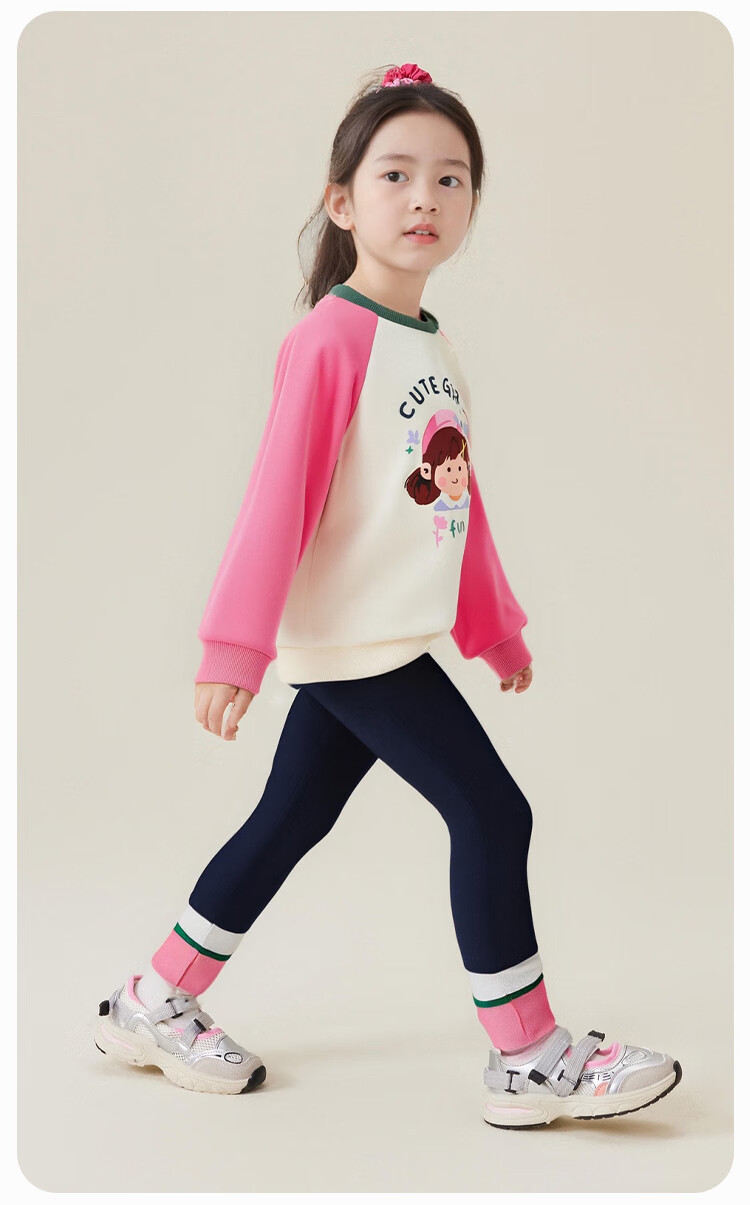 YUZHAOLIN Children's Outfit, Spring Girls' Sweatshirt And Pants Two-Piece Set, Casual Clothing for Young Kids, Colorful Children's Wear 1