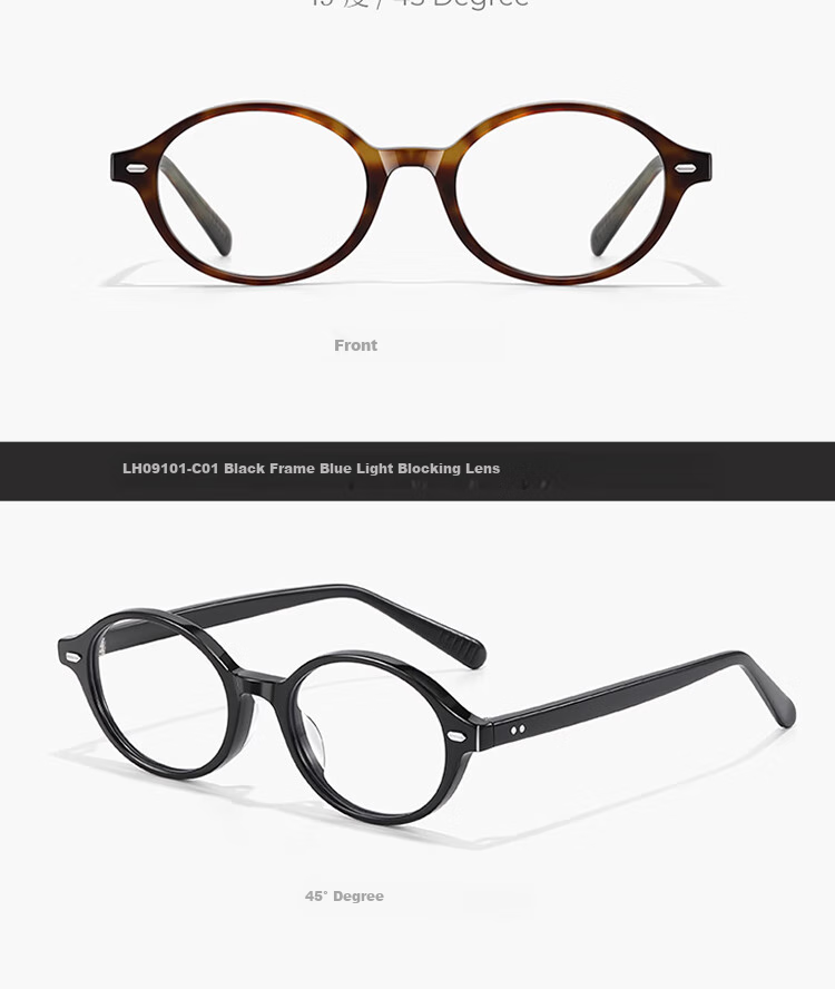 LOHO Small Round Frame Myopia Glasses with Blue Light Protection, Radiation Protection, Prescription Available, Ultra-Light Frame, Artistic And Fashionable Men's Style 11