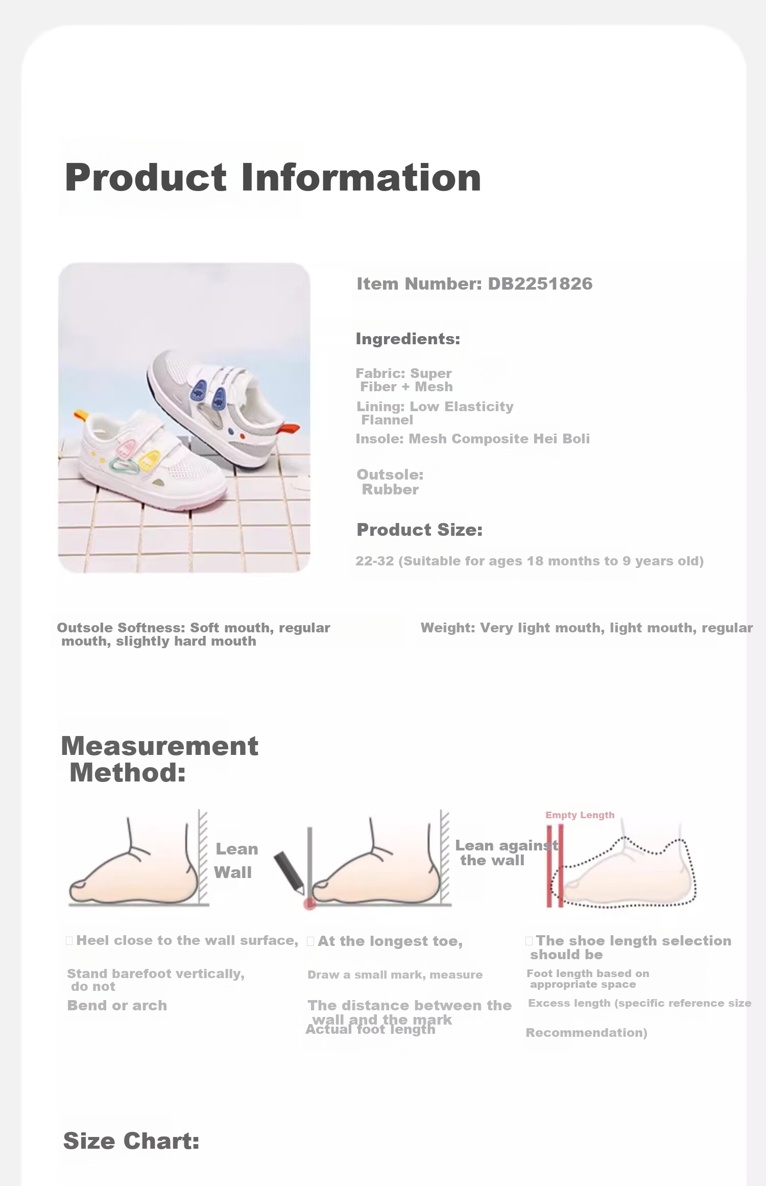 DAVE & BELLA Girls' Mesh Sandals, Boys' Breathable Shoes, Summer Children's Non-Slip Walking Shoes 12