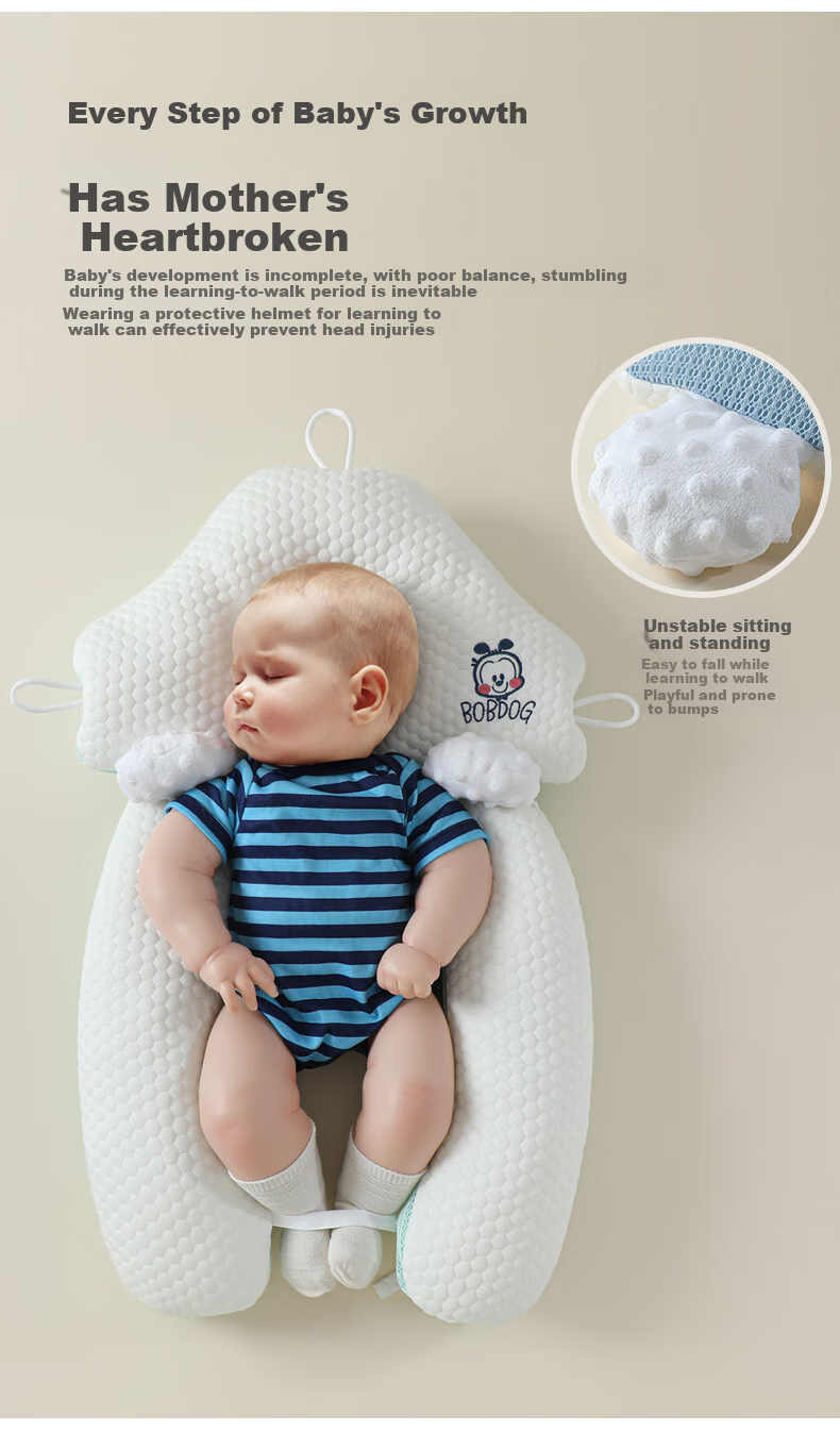BOBDOG Shaping Pillow for Babies 0-6+ Months Newborn Infant Head Shaping Anti-Flat Head Cat Paw Pillow Blue 2