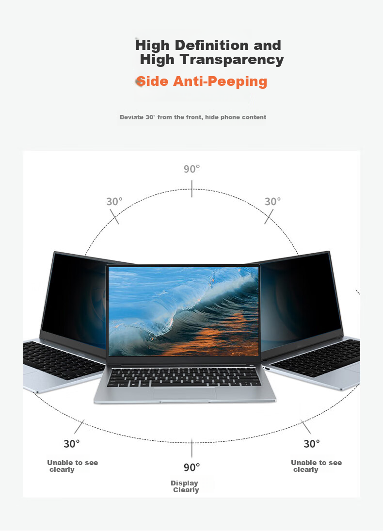 ECOLA Computer Privacy Screen Protector, Laptop Screen Film, Privacy Protection Film, Black 15.6-Inch, 16:9 Screen (345mm*195mm) PFT156 5