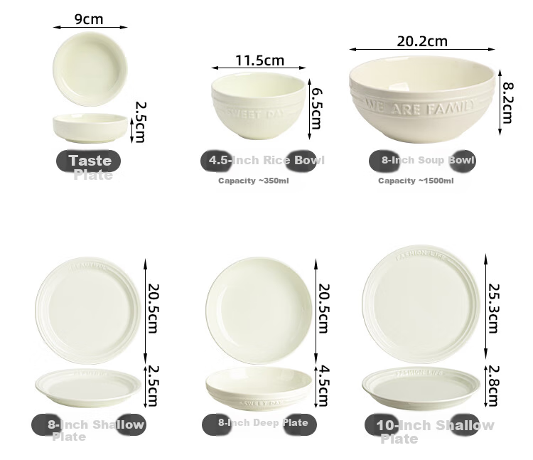 Banwushenghuo French Truffle White Tableware Set, Luxury Ceramic Dinnerware for Home Use, High-Quality Aesthetic Bowls And Plates, Housewarming Gift 5