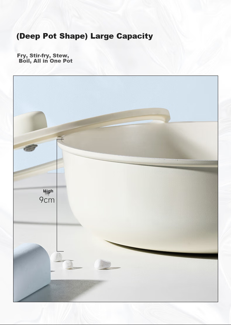 CaROTE Non-Stick Wok, Household Titanium Ceramic Lightweight Flat-Bottom Pan, Suitable for Induction And Gas Stoves, Cooking Pa 7