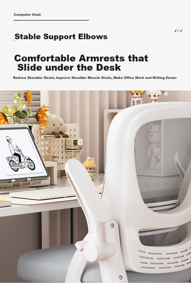 Chibailun Computer Chair, Office Chair, Home Student Writing And Study Chair, Gaming Chair with Bow-Shaped Backrest, Ergonomic Chair 6