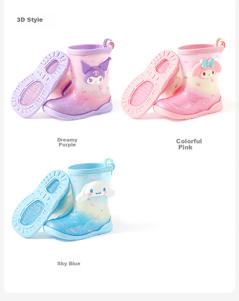 Hello Kitty Children's Rain Boots for Girls, All-Season Non-Slip Mid-Calf Waterproof Shoes for Toddlers And Kids, 252637 Juejue Purple, Size 21 6