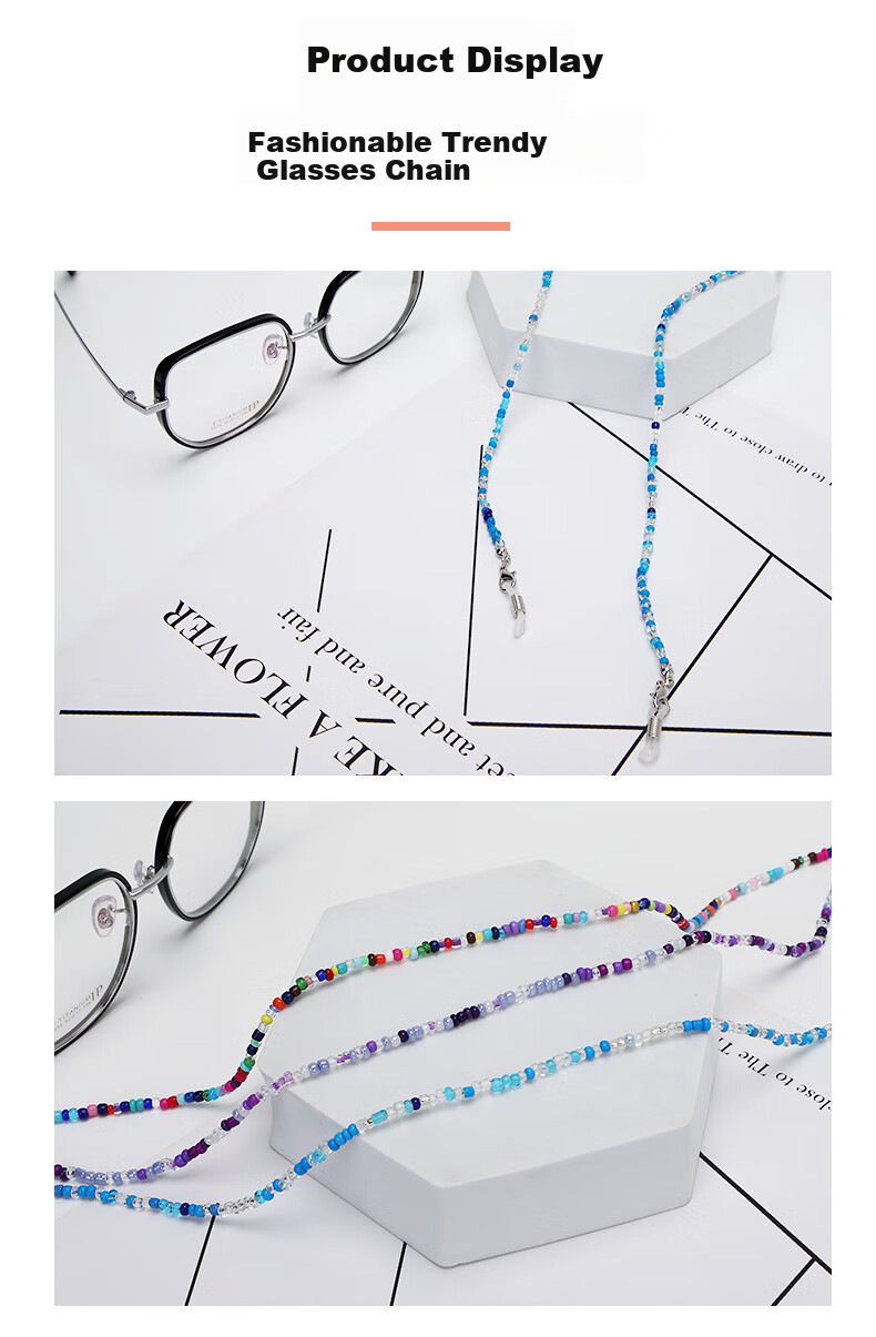 DRATRA Eyeglass Chain, Neck Strap for Women, Anti-Slip Chain for Reading Glasses, Handmade Beaded Accessory 9