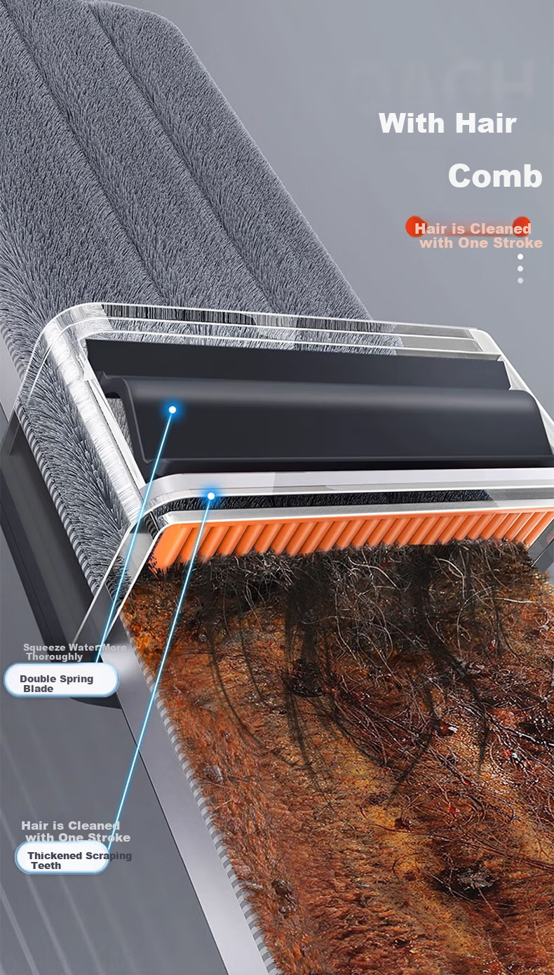 Jiabangshou Flat Mop, 40cm Wide, 5 Thickened Mop Heads, 135cm Long Handle, Aluminum Alloy Surface, No-Hand Floor Cleaning Tool 4