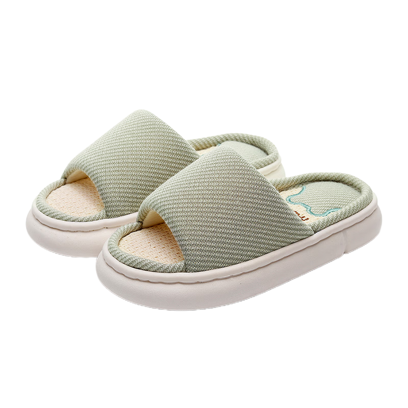 Guoluofi Children's Linen Slippers Indoor Girls Home Non-Slip Four Seasons Boys Spring Autumn Kids Yellow Size 32-33
