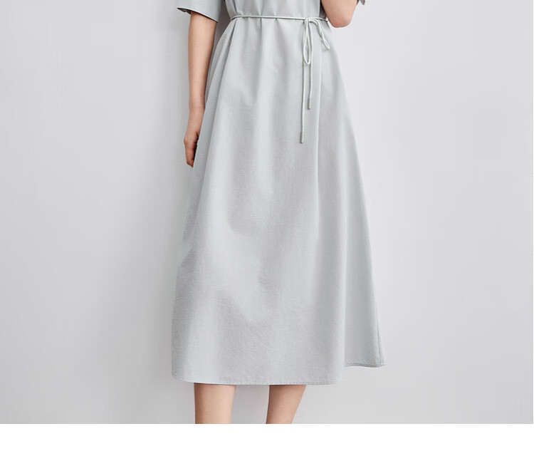 Sentubila Commuter Style Five-Sleeve Summer Slim Waist Embroidered Shirt Dress for Women Mid-Length 24