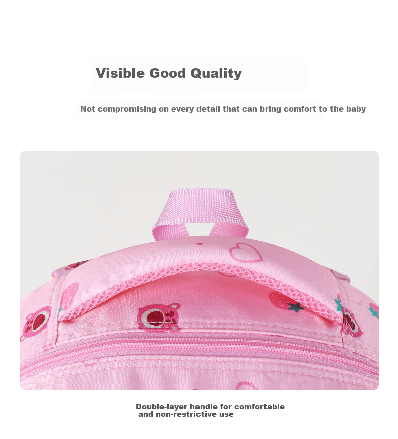 Disney Backpack for Elementary School Girls in Grades 3-6, Strawberry Bear Children's Backpack for Junior And Senior High School Students, Model 80269 Pink 7