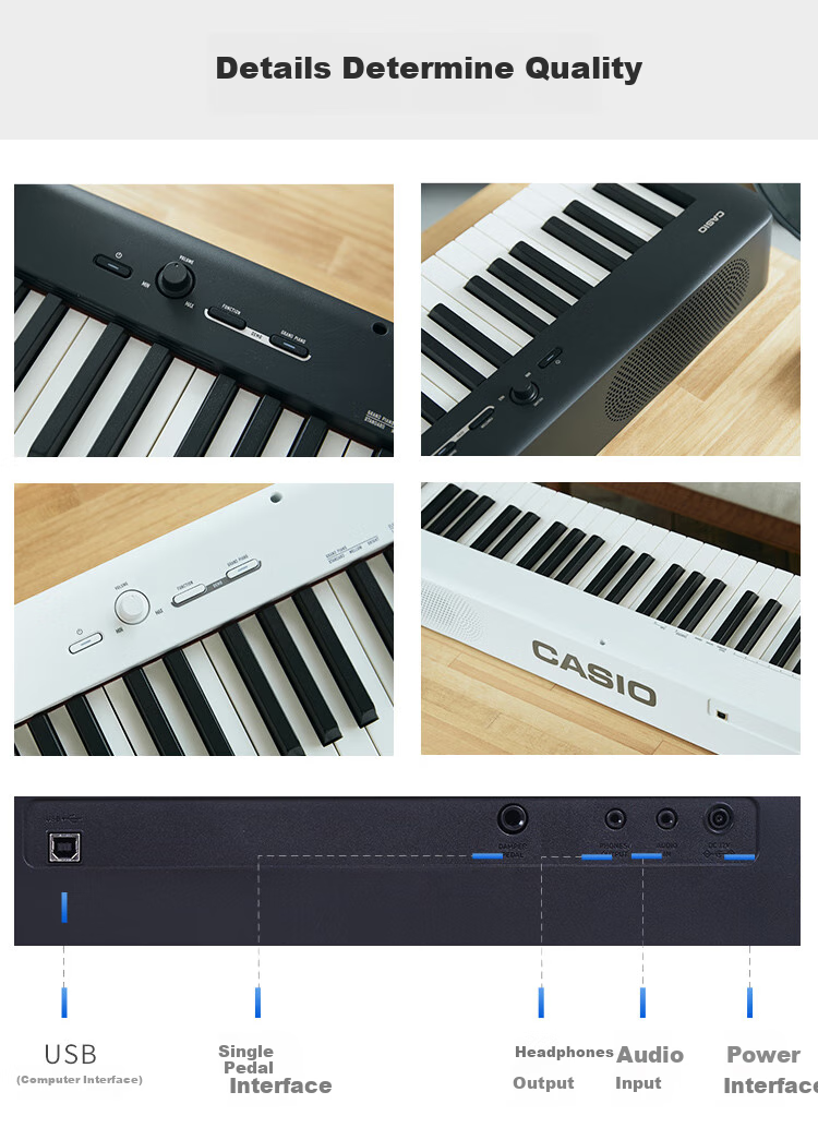 Casio Digital Piano CDPS110 White 88-Key Weighted Hammer Digital Piano Slim Portable Model + X Stand + Bench Gift Package 10