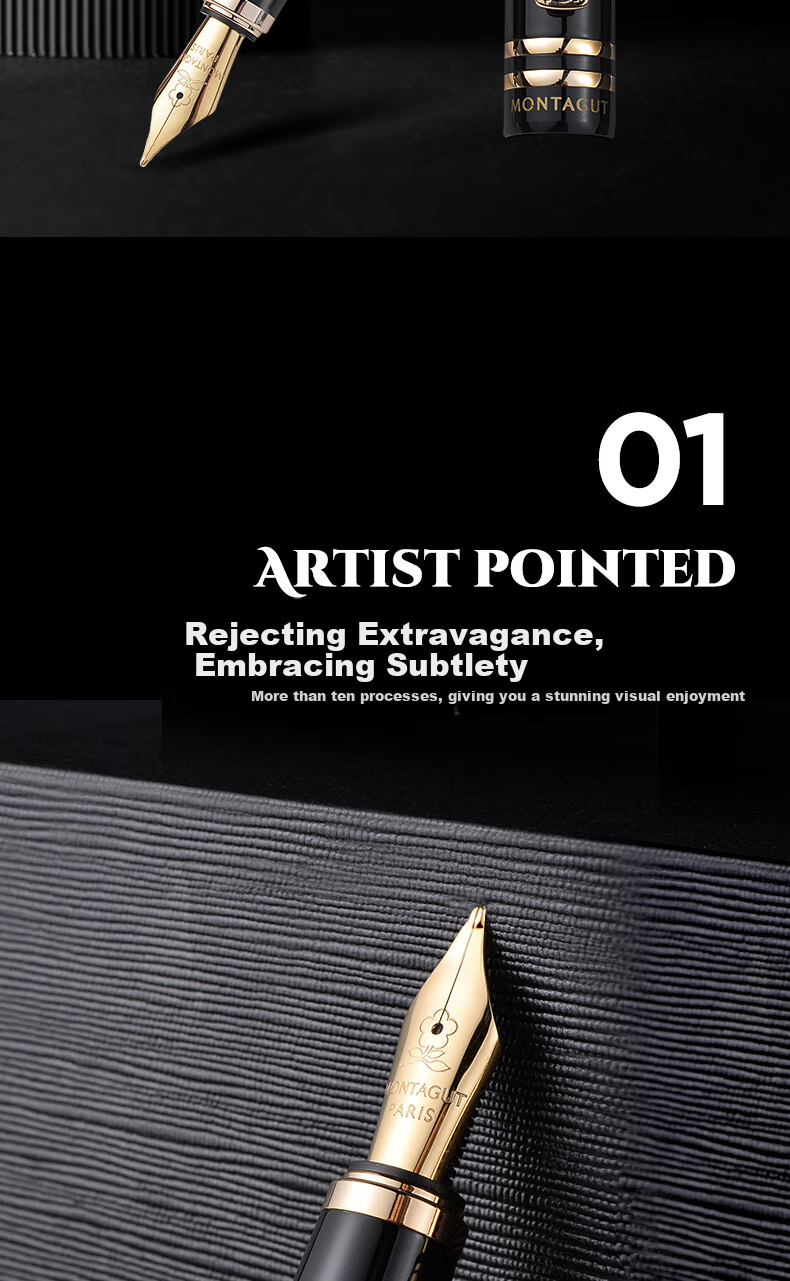 MONTAGUT [Mid-Autumn Festival Gift] High-End Fountain Pen Gift Box, Leather Zipper Pen Case, Spiral Pen Cap, Vintage Set, Zun Chong Series, Kitanmu Series, 0.5mm 2