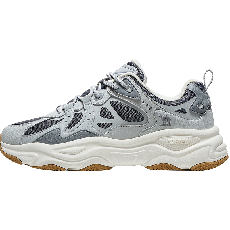 CAMEL Men's Thick-Soled Height-Increasing Cushioned Dad Casual Sports Shoes K15CX4L4018 Buckwheat Gray Size 42