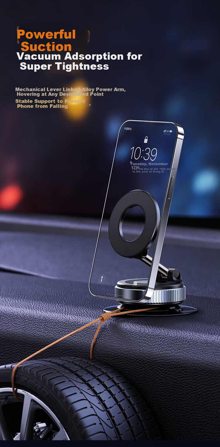Dijialun Vacuum Suction Magnetic Car Phone Holder, Foldable Rotating Car Interior Navigation Desktop Phone Stand for Lazy People 9