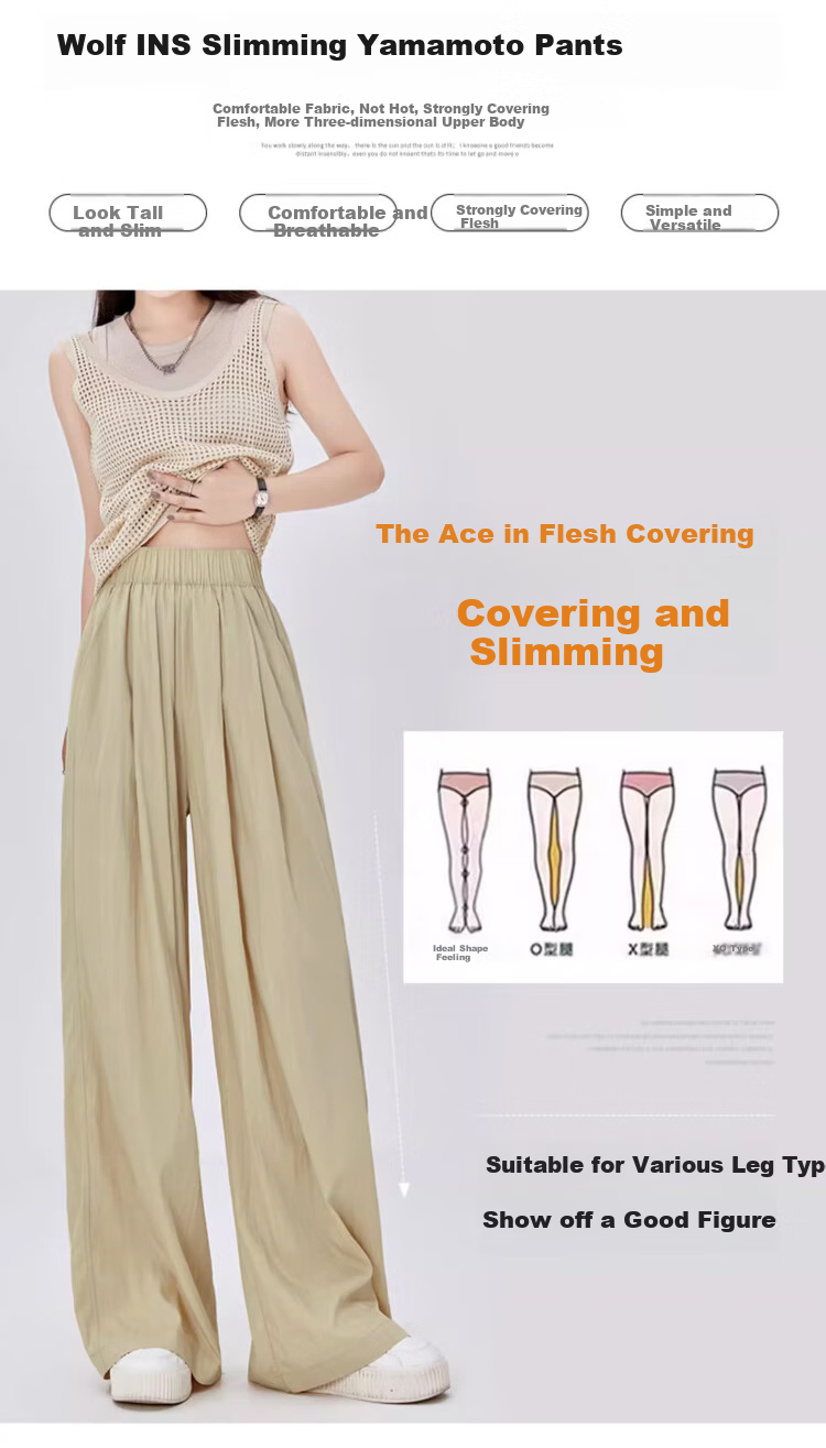 LangSha Women's Pants, Spring And Autumn Thin Style, Slimming Draping Straight Wide-Leg, Casual Loose Linen Floor-Length Loungewear 6