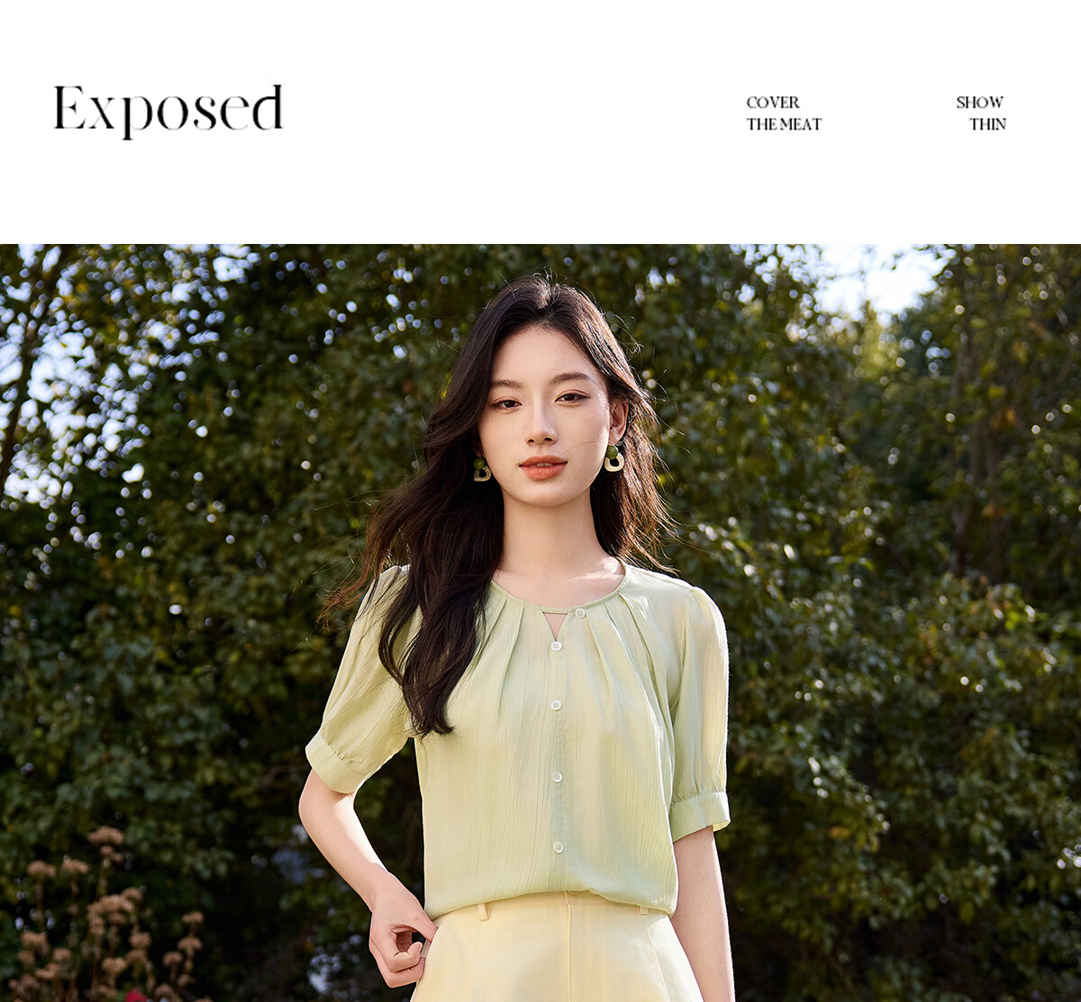 Chushen Summer Women's Short Sleeve Shirt V-Neck Hollow Out Elegant Vacation Style Chiffon Blouse S52X016 16