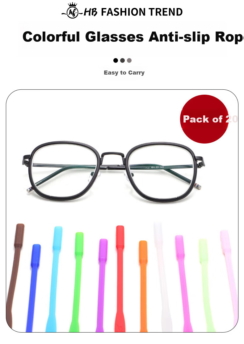 HB Silicone Round Head Glasses Strap*10 Pieces, Sports Glasses Fixing Anti-Slip Non-Drop Binding Rope for Children And Adults Eyewear 7