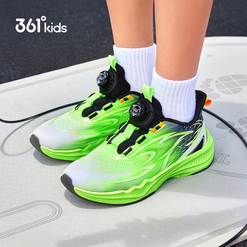 361° Gazelle 4.0 Kids Jump Rope Shoes 26 Autumn Youth Professional Training Elastic Sports Shoes Unisex Fitness Test Shoes Green Size 35