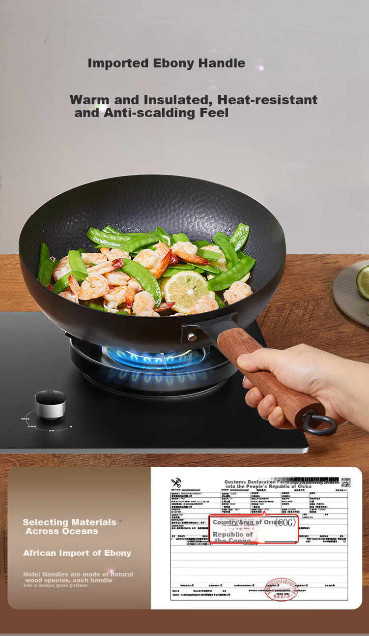 JD Original Frying Pan, Titanium Iron Hammer Pattern Non-Coated Anti-Stick Pan for Eggs And Steak, Compatible with Induction And Gas Stoves, 28cm 5