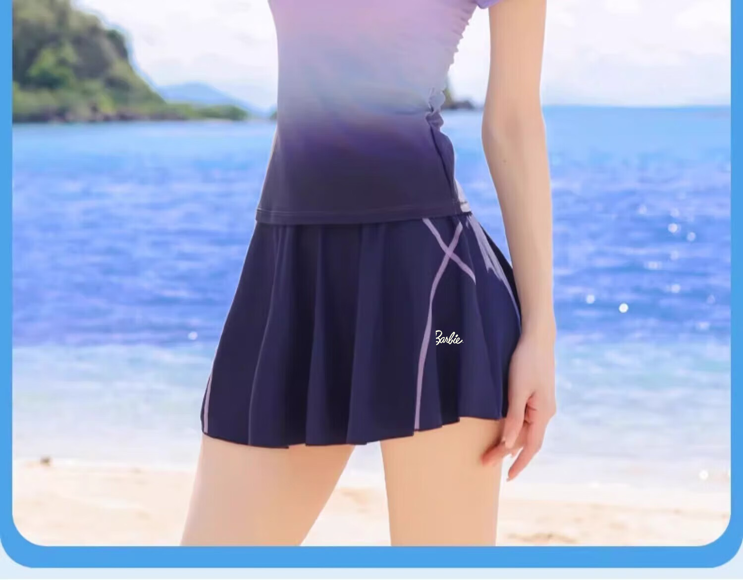 Barbie Swimsuit for Women, Slimming Tummy-Covering Gradient Two-Piece Skirt Style, Push-Up for Small Chest, Conservative Beach Vacation Swimwear 6