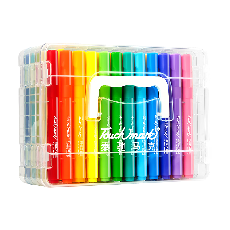Touch Mark Acrylic Markers 60 Colors Children's Student Easy-Grip Round Watercolor Pens Waterproof Quick-Dry Fluorescent Markers Instant Photo Graffiti Hand-Painted Gouache Kids' Day Birthday Gift