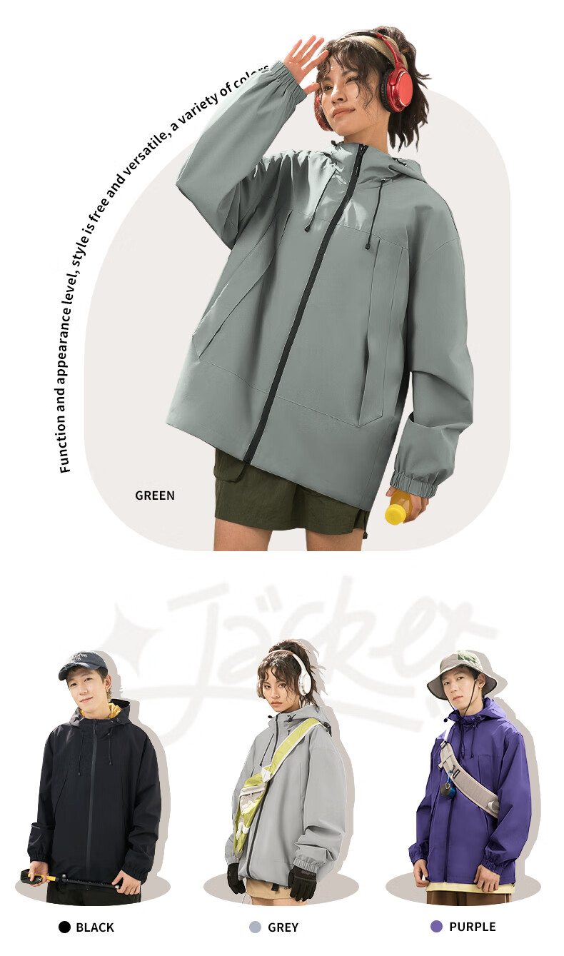 GENIOLAMODE Men's Jacket, Spring And Autumn Hooded Outdoor Camping Functional Cycling Hiking Coat, Gray, XL 4