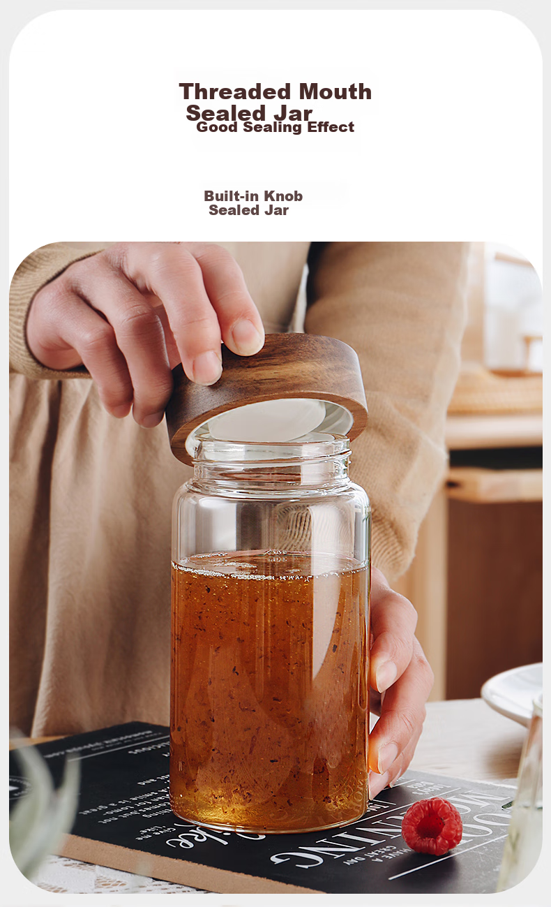 CRISTALGLASS Food-Grade Sealed Glass Jar for Coffee, Tea, Honey, Candy, Snacks, Kitchen Dry Goods Storage Container for Grains And Cereals 1300ml 5