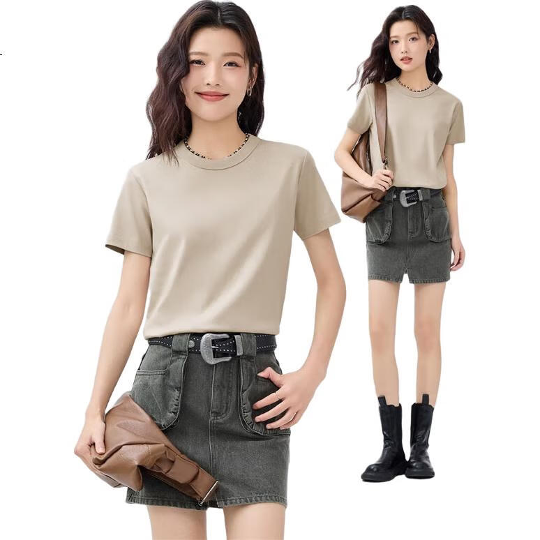 Женская футболка Giordano с коротким рукавом, 100% хлопок, дышащая, базовый круглый вырез, артикул 13323201