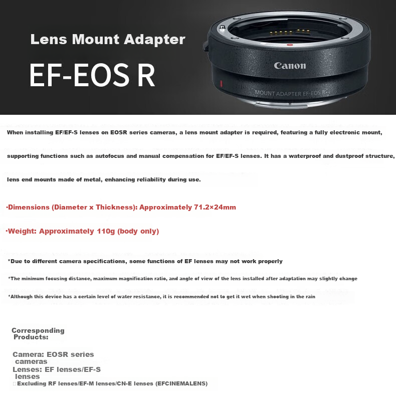 Canon EF-EOS R Adapter Ring, RF Card Slot Adapter (R Series Body to EF Lens Adapter), Canon Original Adapter Ring RF Card Slot Adapter, Gift Pack Versio 4