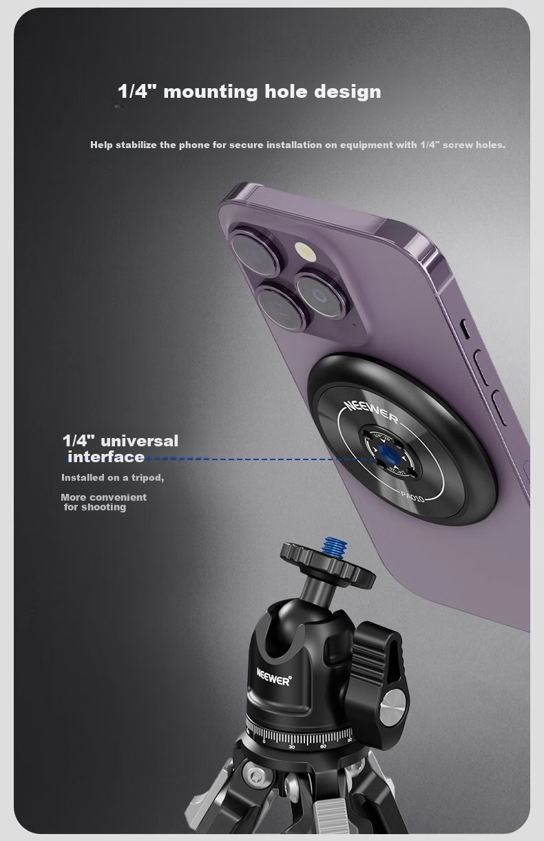 NEEWER Magnetic Phone Stand with MAGSAFE Suction Cup, 1/4 Thread with Positioning Hole, Quick Switch Photography Tripod Accessory PA010 7
