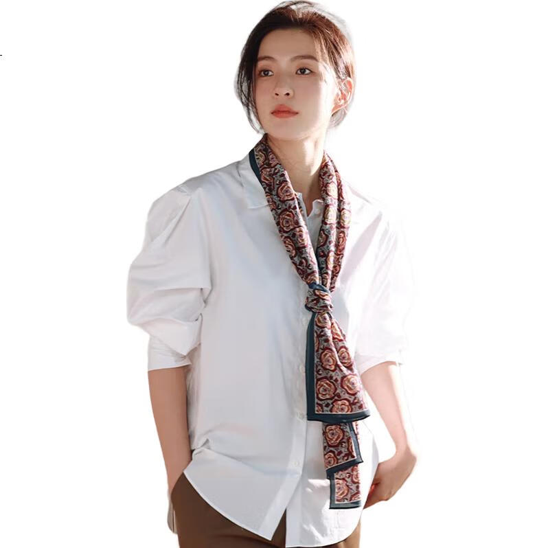 Hangsifu Silk Scarf Shawl Wrap Neckwear, Birthday Gift Box for Mom, Practical Gift for Women, Gray-Blue