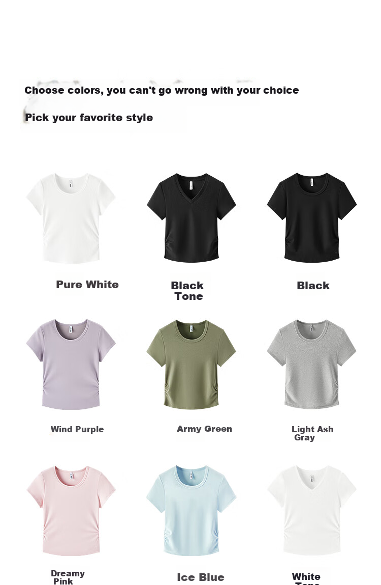 Semir Short-Sleeve T-Shirt for Women, Cropped Slim-Fit Round Neck Undershirt, Summer Cool Waist-Cinching V-Neck Top, Hot Girl Style 109326100003 23