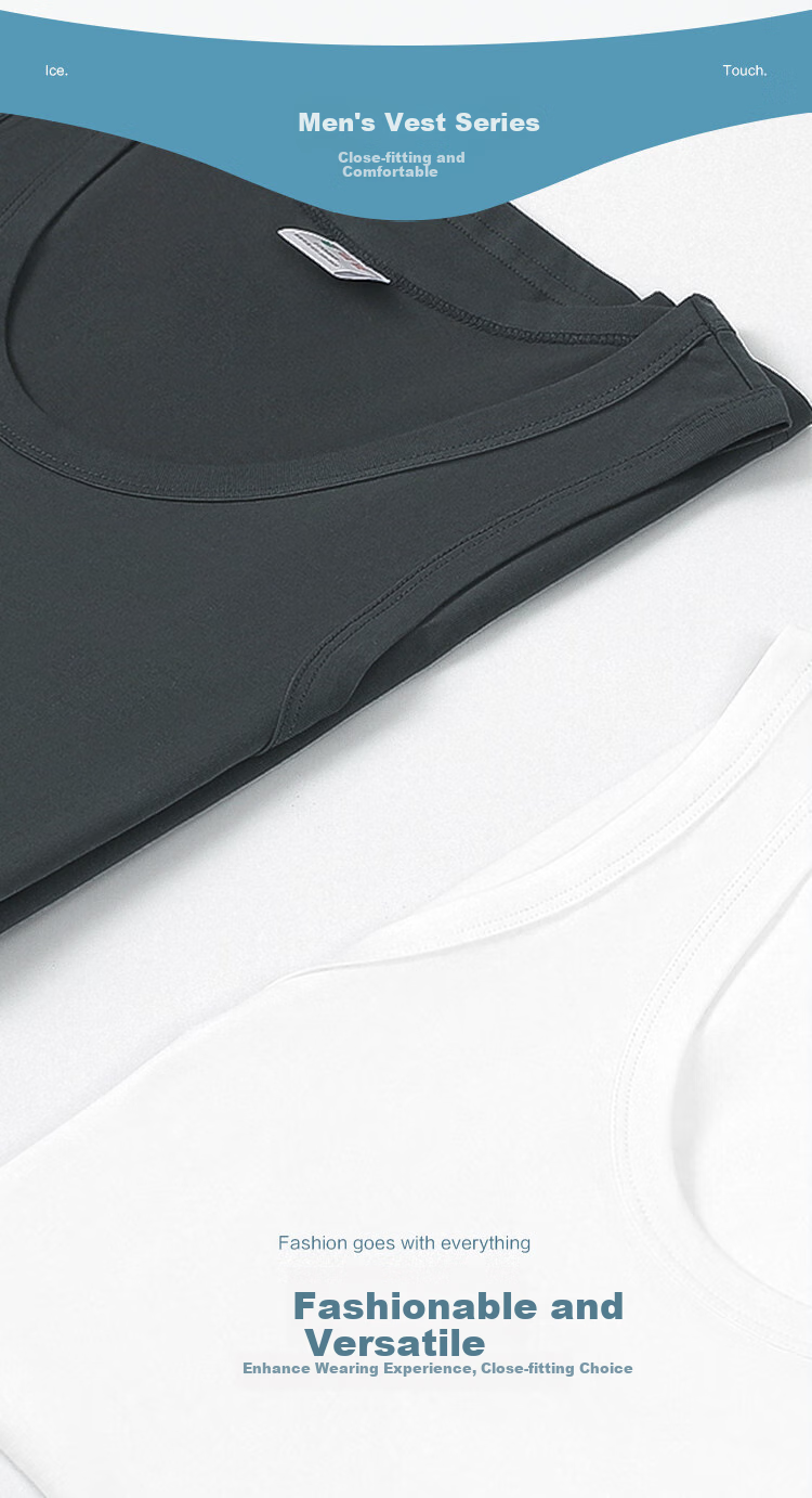 Hodo 2-Pack Pure Cotton Tank Tops for Men, Sports Sweat-Absorbing Breathable Undershirts Set, Size 185/110 10
