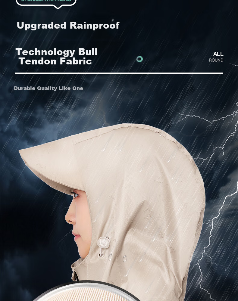 Yadi Electric Bicycle Raincoat Poncho for Men And Women, Adult Cycling Scooter Thick Long Style with Reflective Strips Single-Person Rain Poncho 14