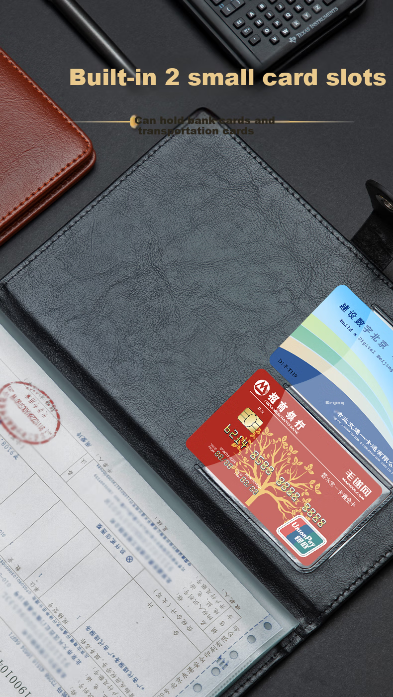 TRNFA TN-1600B Invoice Clip, Accounting And Cashier Bill Holder, Financial Supplies Leather Document Folder, 20 Bill Slots, Black 4