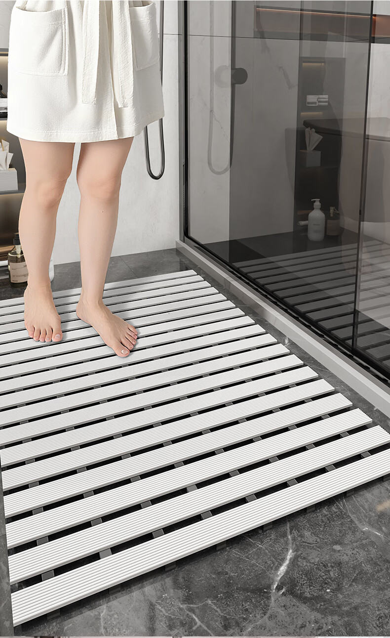 Baineng Bathroom Non-Slip Bath Mat Shower Mat Toilet Floor Mat Elderly Anti-Slip Bathing Mat White 43x67cm 6
